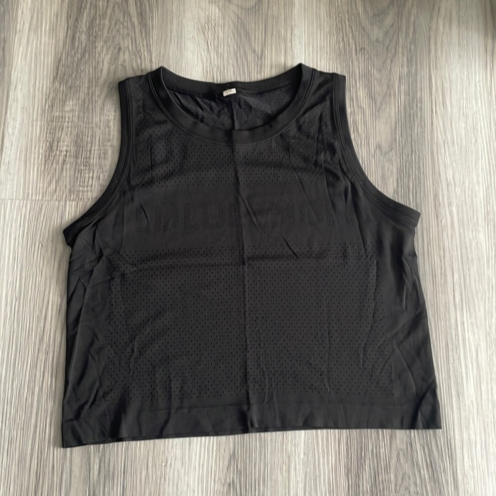 Lululemon cropped mesh muscle tank – black